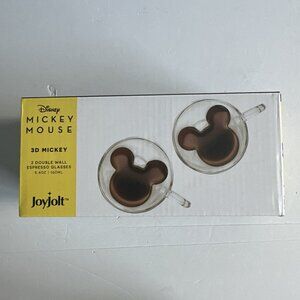 Set‎ of 2 Joy Jolt Walt Disney Mickey Mouse Double Wall Espresso Cups Mugs NIB
